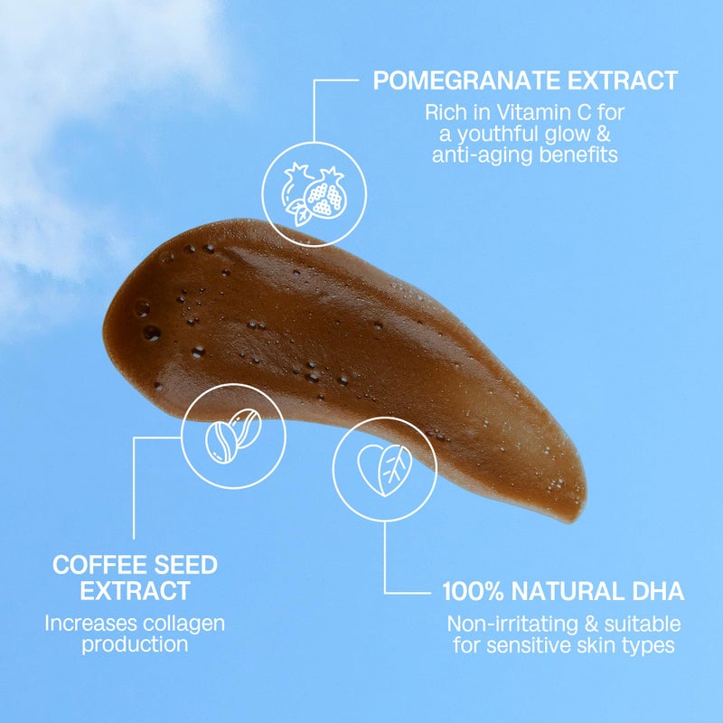 Bali Body بالي بودي تانر ذاتي فائق السواد موس | رغوة تان غير شمسية فاخرة | تان ذاتي قائم على الأخضر الطبيعي | تان مزيف برونزي فوري لجميع أنواع البشرة، نباتي وخالي من القسوة (200 مل/6.7 أونصة سائلة) - Image 4