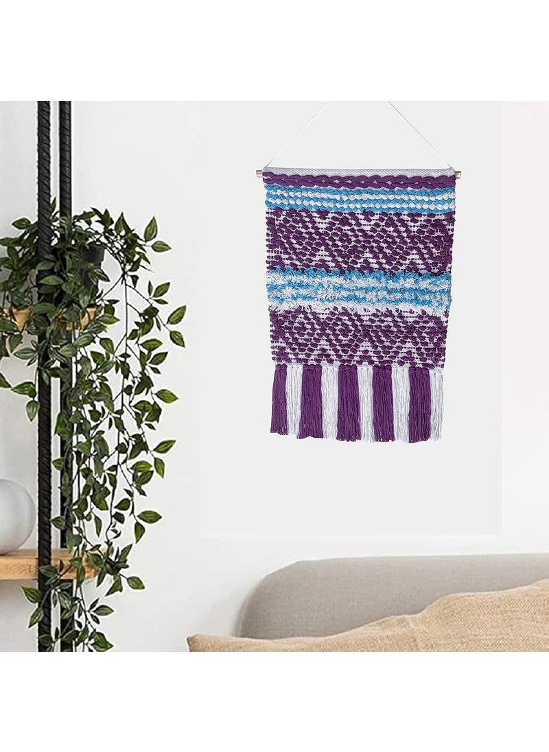 TSUKUYOMI TSUKUYOMI Pack of 1 Hand Made Wall Hanging Macrame Bohemian Nordic Woven Decor Tapestry Hippie Beautiful Geometric Art 15 x 24 Inch D Purple 007  - Image 1