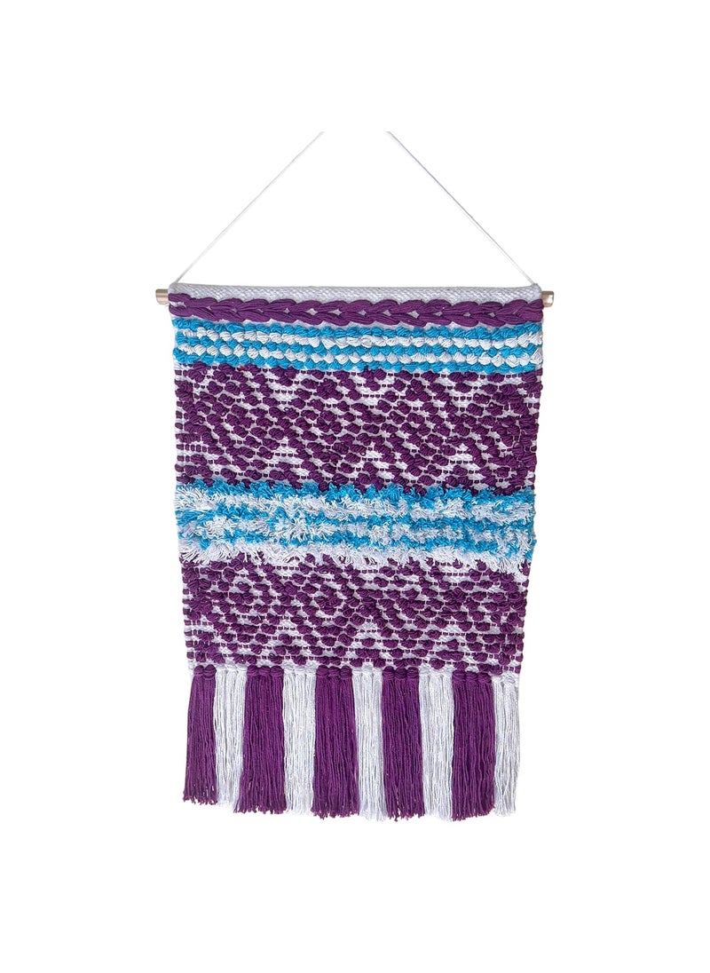 TSUKUYOMI TSUKUYOMI Pack of 1 Hand Made Wall Hanging Macrame Bohemian Nordic Woven Decor Tapestry Hippie Beautiful Geometric Art 15 x 24 Inch D Purple 007  - Image 3