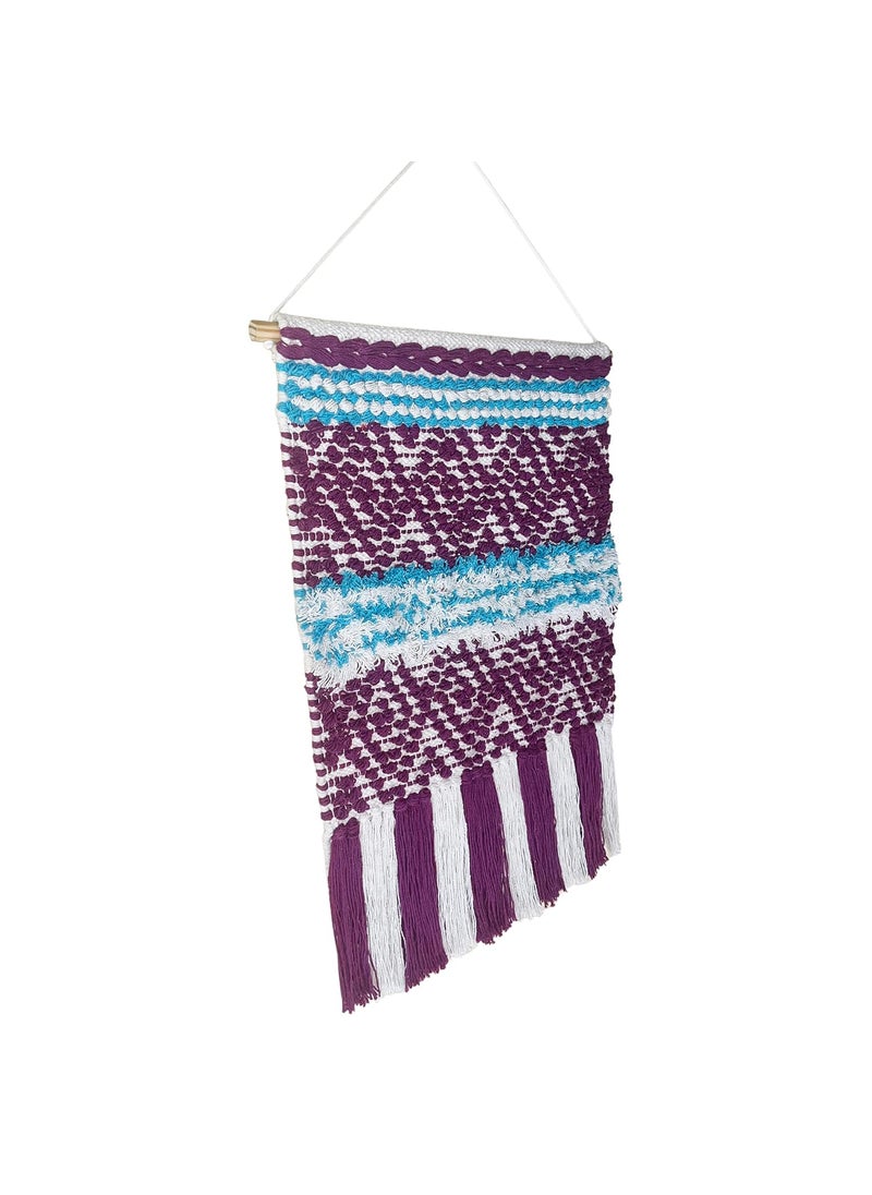 TSUKUYOMI TSUKUYOMI Pack of 1 Hand Made Wall Hanging Macrame Bohemian Nordic Woven Decor Tapestry Hippie Beautiful Geometric Art 15 x 24 Inch D Purple 007  - Image 4