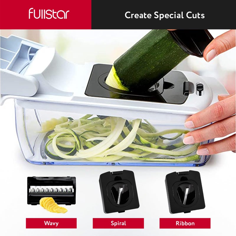 Fullstar Mandoline Slicer for Kitchen - Vegetable Chopper, Onion Potato Food Veggie Fruit Slicer and Cutter with Container, Kitchen Gadgets & Gifts, Home Essentials (All-in-1, White/Black) - Image 5