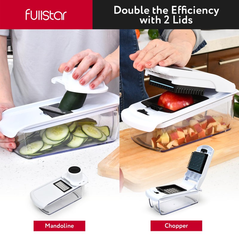 Fullstar Mandoline Slicer for Kitchen - Vegetable Chopper, Onion Potato Food Veggie Fruit Slicer and Cutter with Container, Kitchen Gadgets & Gifts, Home Essentials (All-in-1, White/Black) - Image 2