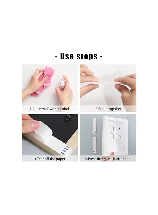 PROMASS promass 36 Pairs(72 Strips) Picture Hanging Strips, 93 x 19mm Removable Picture Mounting Adhesive Strips Large Hook Loop Mounting Tapes Damage Free Wall Fastener Tape for Frame Hanging  - Image 4