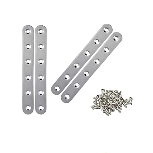 AISIBO Stainless Steel Straight Brace, 4PCS Flat Straight Braces for Wood, Stainless Steel Straight Brackets with Screws - Image 1