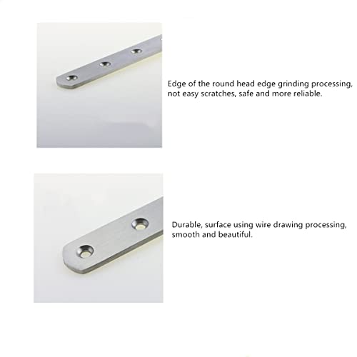 AISIBO Stainless Steel Straight Brace, 4PCS Flat Straight Braces for Wood, Stainless Steel Straight Brackets with Screws - Image 3
