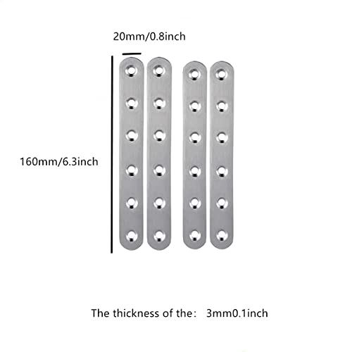 AISIBO Stainless Steel Straight Brace, 4PCS Flat Straight Braces for Wood, Stainless Steel Straight Brackets with Screws - Image 2