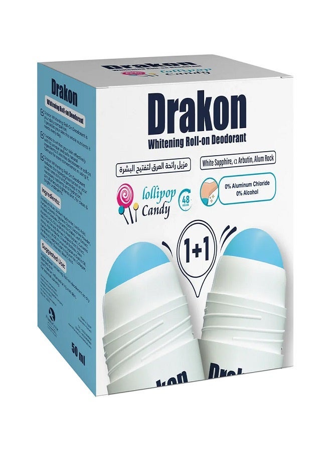 Drakon Deo Whitening Lollipop Candy Roll On 50Ml 1+1 - Image 2
