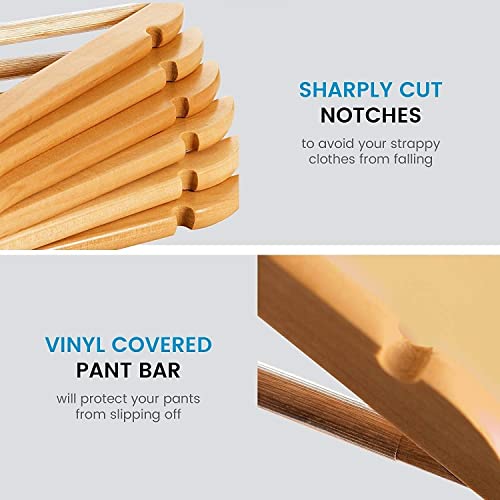 Evolluxi Lotus Wooden Hangers, Solid Wood Shirt Hangers,Dress Coat Jacket Clothes Hangers,with Extra Smooth Finish, 360 Degree Swivel Hook(Retro) (Beige, 18) - Image 2