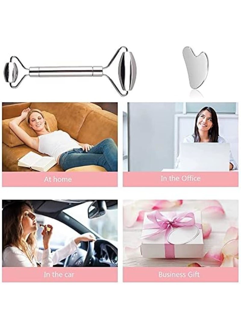 Luckam Gua Sha Facial Tools, Pure Stainless Steel Massager Gua Sha Set- Muscle Relaxing Pilates relaxation set Massager Anti Wrinkle Lift for Eye Neck Body with Gift Case - Image 3