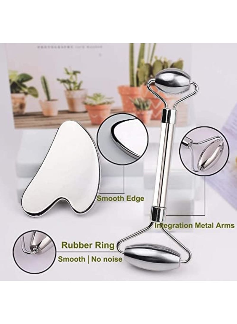 Luckam Gua Sha Facial Tools, Pure Stainless Steel Massager Gua Sha Set- Muscle Relaxing Pilates relaxation set Massager Anti Wrinkle Lift for Eye Neck Body with Gift Case - Image 4