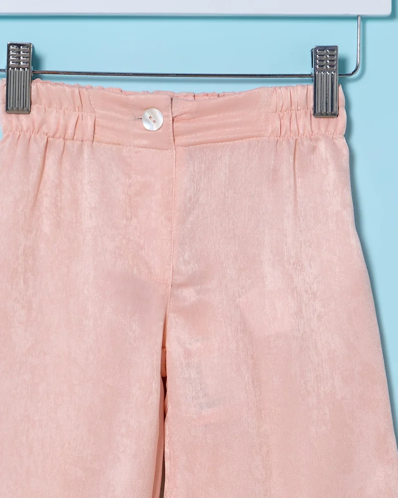 REDTAG Infant Girls Pink Wide Leg Casual Trousers