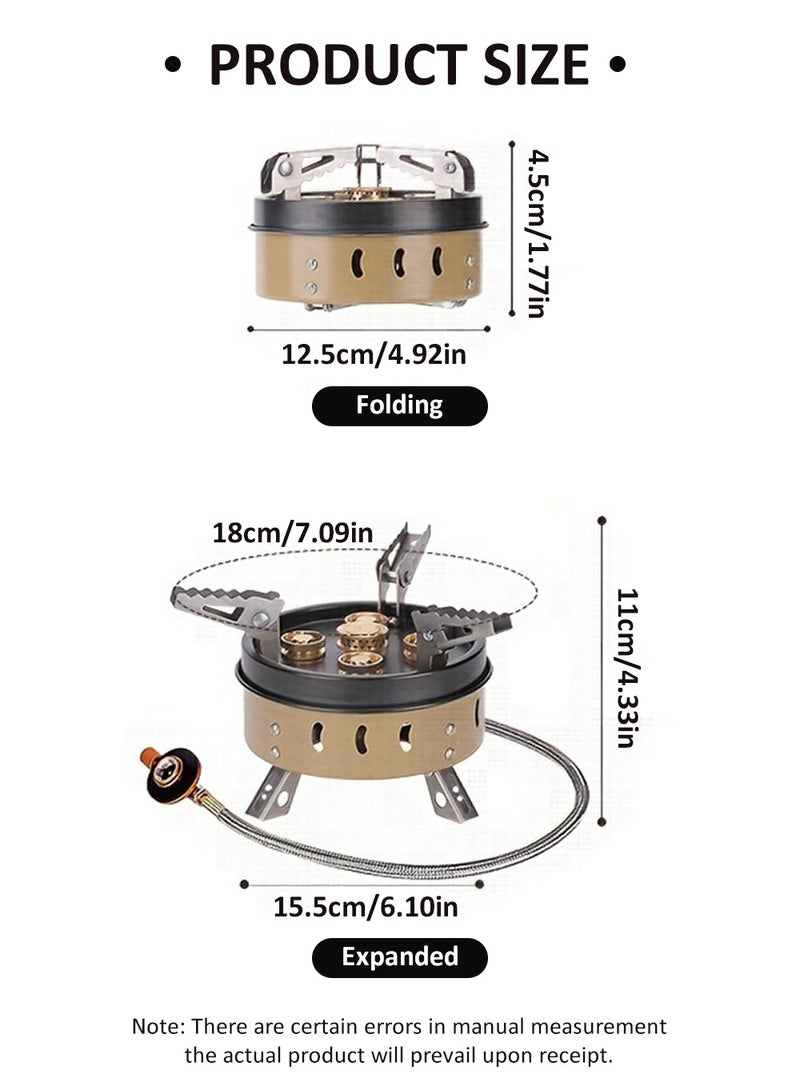 High-Power Portable Gas Camping Stove, Compact Iron Outdoor Cooktop, Windproof Five Burner Design - Ideal for Hiking, Park Picnics, Road Trips