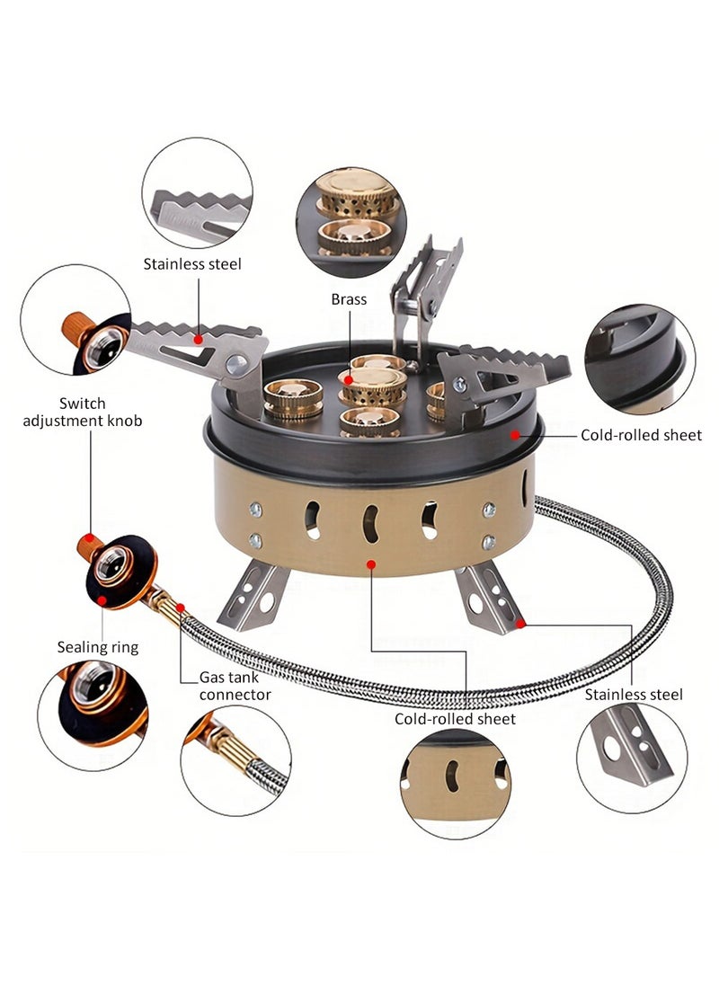 EzzySo High-Power Portable Gas Camping Stove, Compact Iron Outdoor Cooktop, Windproof Five Burner Design - Ideal for Hiking, Park Picnics, Road Trips  - Image 5