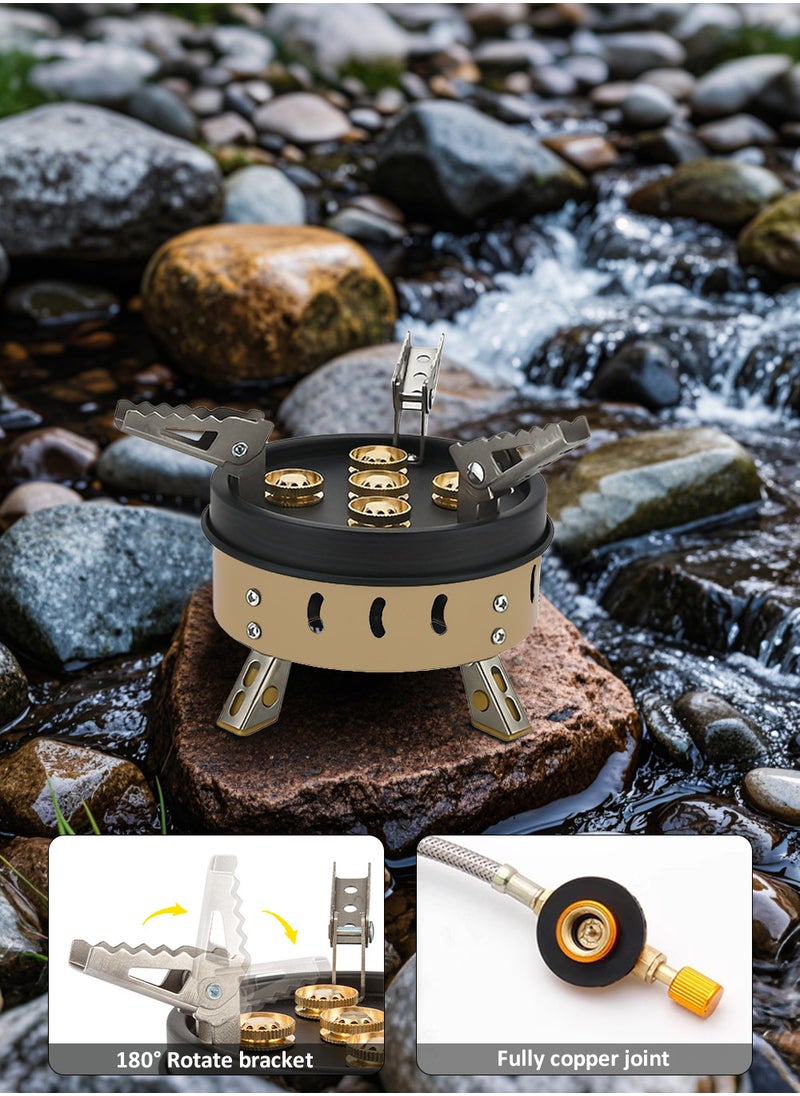 EzzySo High-Power Portable Gas Camping Stove, Compact Iron Outdoor Cooktop, Windproof Five Burner Design - Ideal for Hiking, Park Picnics, Road Trips  - Image 4