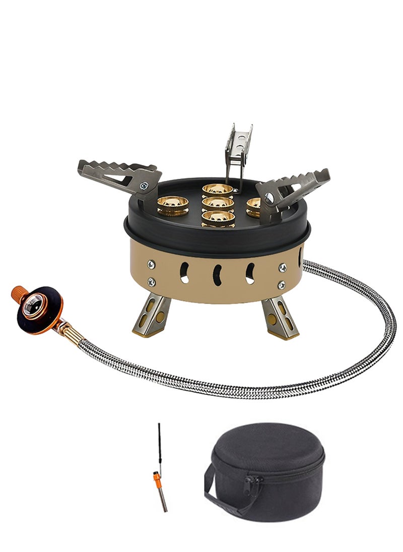 EzzySo High-Power Portable Gas Camping Stove, Compact Iron Outdoor Cooktop, Windproof Five Burner Design - Ideal for Hiking, Park Picnics, Road Trips  - Image 1