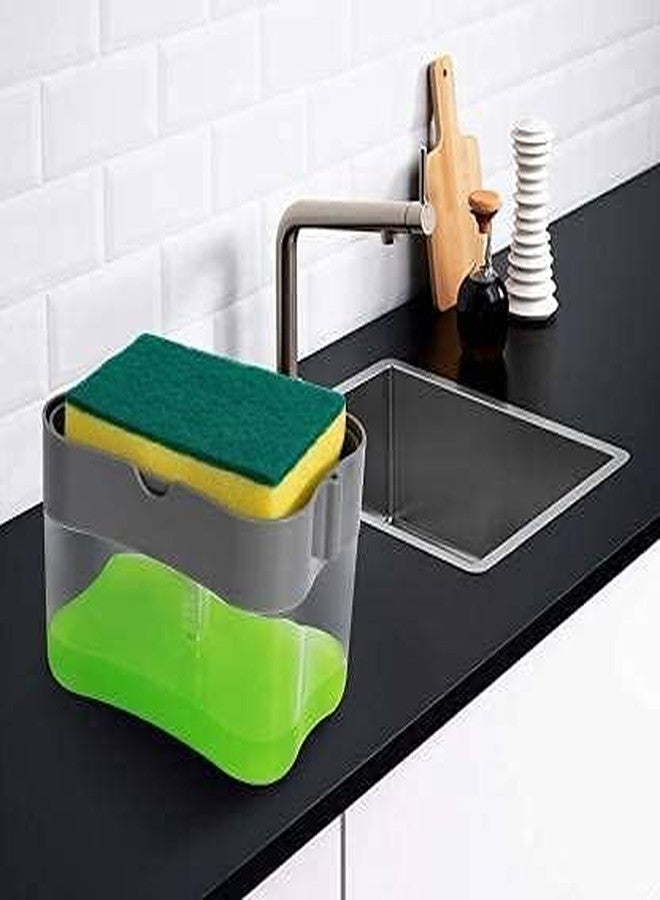 Ronest 2 in 1 Soap Dispenser for Dishwasher Liquid Holder, Liquid Dispenser Through Pump with Sponge (Multi-Color, 400 ML) (Sky Blue) - Image 3