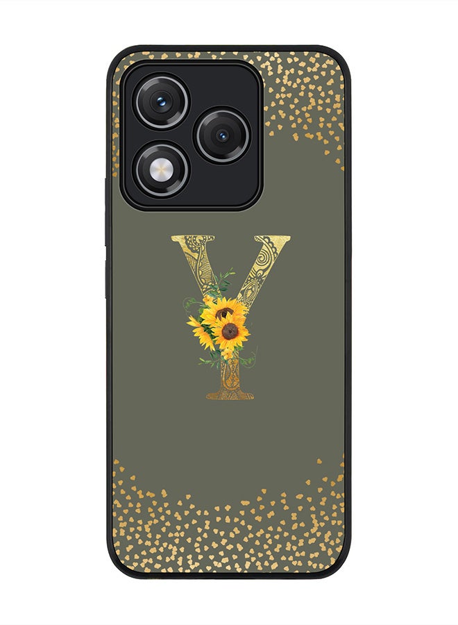 For Honor 400 Lite Case,Slim fit Camera Protection, Shockproof Thin Phone cover  - Custom Floral Monogram - Y  (Olive Green )