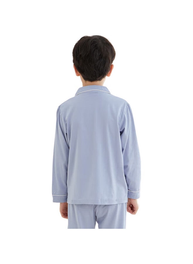 Red Bean Hongdou Children'S Pajamas, Boys And Girls Spring And Autumn Long-Sleeve Thin Modal Cotton Home Wear Set, J3173 Ailis Blue, Size 140 - Image 3