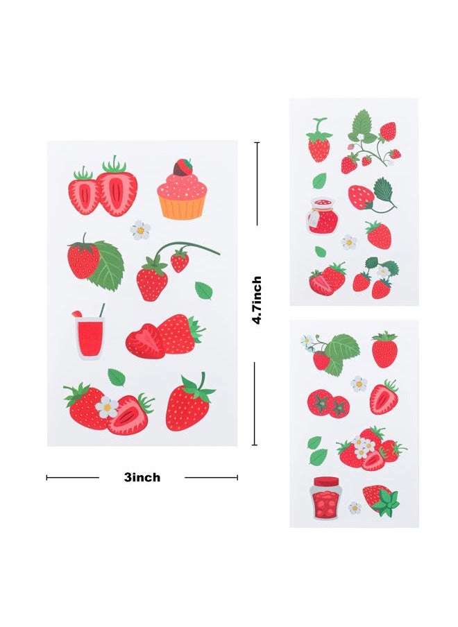 Cleverplay - 24 Sheets Strawberry Temporary Tattoos, Birthday Decorations Strawberry Party Favors - Image 1
