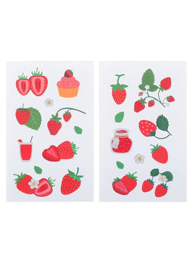 Cleverplay - 24 Sheets Strawberry Temporary Tattoos, Birthday Decorations Strawberry Party Favors - Image 1