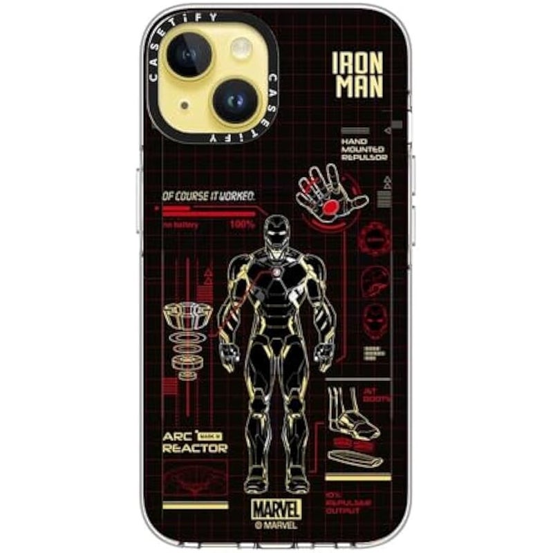 Casetify Clear iPhone 14 Case 【Iron Man Co-Lab/Not Yellowing / 6.6ft Drop Protection/Compatible with Magsafe】 - Iron Man Blue Print Tech - Red - Clear - Image 3