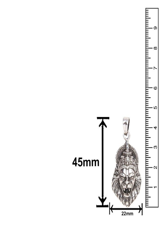 Mahi Rhodium Plated Oxidised Laxmi Narasimha Swamy Unisex Pendant Without Chain PS1101696R - Image 3