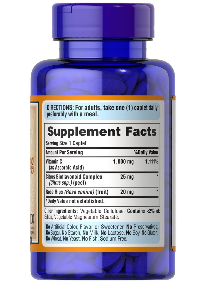 Vitamin C-1000 Mg With Bioflavonoids & Rose Hips 100 Caplets
