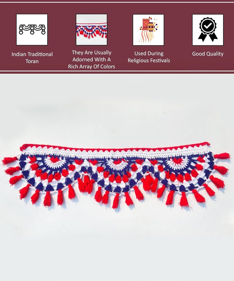 Classic and Beautiful Door Hanging Toran Made of WoolBeautiful Crochet Work Best for Entrance of Main Door Length 3Ft  - Image 2