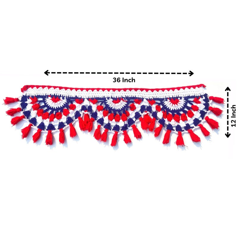 Classic and Beautiful Door Hanging Toran Made of WoolBeautiful Crochet Work Best for Entrance of Main Door Length 3Ft  - Image 3