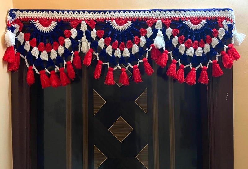 Classic and Beautiful Door Hanging Toran Made of WoolBeautiful Crochet Work Best for Entrance of Main Door Length 3Ft  - Image 1