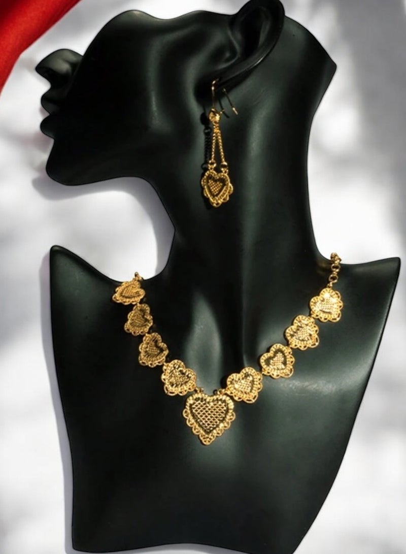 GOLDMAX 21k Gold Plated Necklace & Earrings Jewelry Set For Women - Image 3