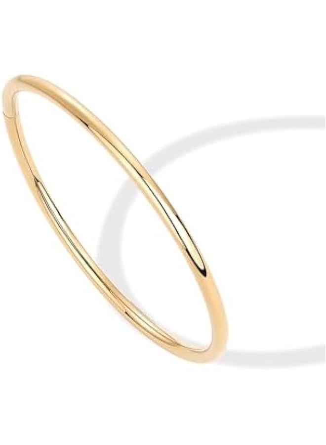 PAVOI 14K Gold Plated Bangle Bracelet for Women | Classic Lightweight Stacking Stainless Steel Bracelet | Single & 2-Pack Bangles - Image 3