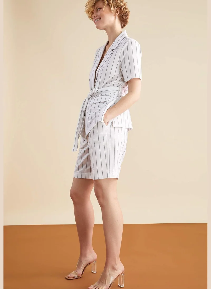 DeFacto Paperbag Fit Striped High Waist Bermuda Shorts