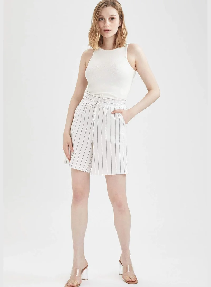 DeFacto Paperbag Fit Striped High Waist Bermuda Shorts