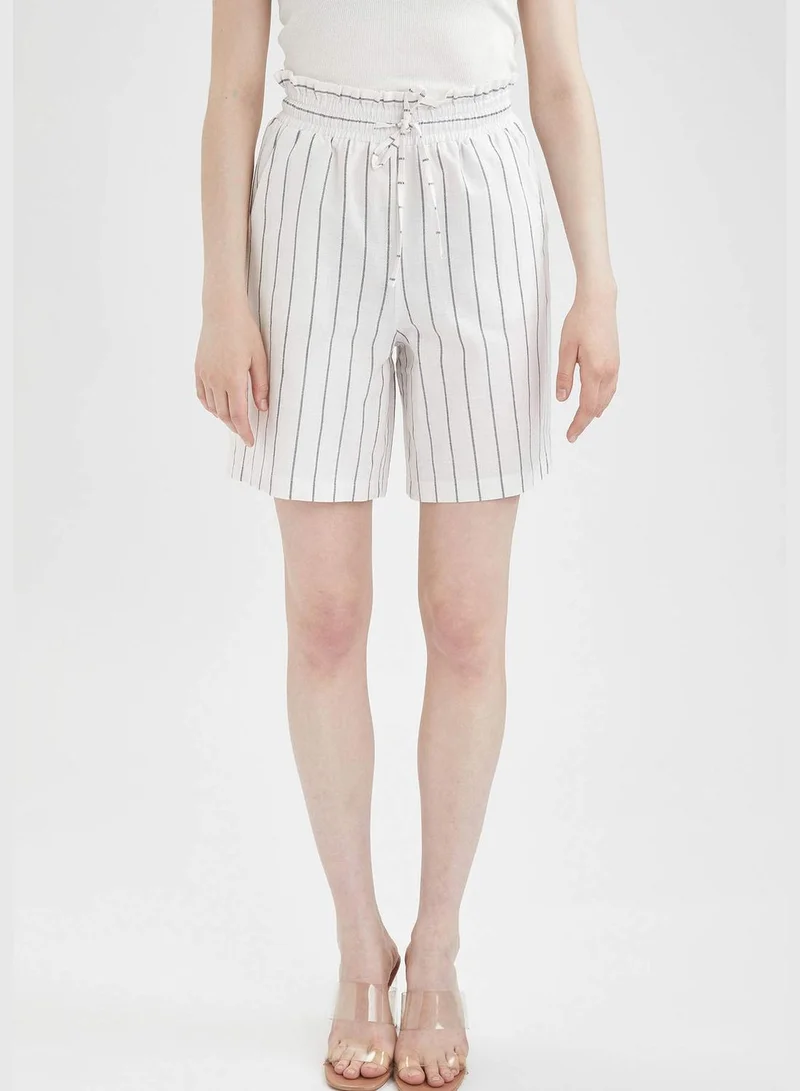 DeFacto Paperbag Fit Striped High Waist Bermuda Shorts
