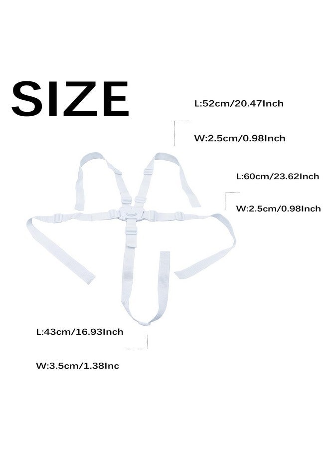 PCTC Universal White 5 Point Harness Belt Safety Harness Seat Belt for Child Kid, Adjustable Harness Strap for High Chair and Pushchair, Stroller Harness - Image 1