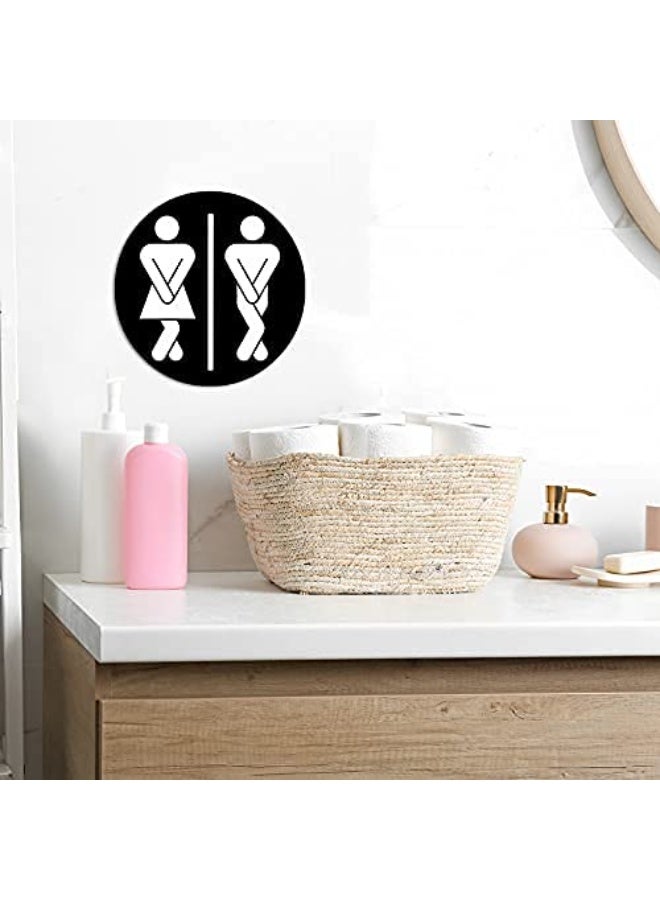 SLASA Farmhouse Bathroom Sign – Cute Acrylic Framed Wall Decor for Restroom, Funny Half Bath Toilet Sign for Guests & Housewarming – 7.9x7.9 Inch (Black) - Image 3