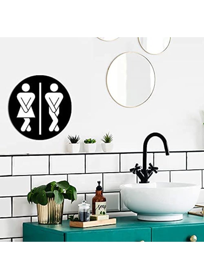 SLASA Farmhouse Bathroom Sign – Cute Acrylic Framed Wall Decor for Restroom, Funny Half Bath Toilet Sign for Guests & Housewarming – 7.9x7.9 Inch (Black) - Image 2