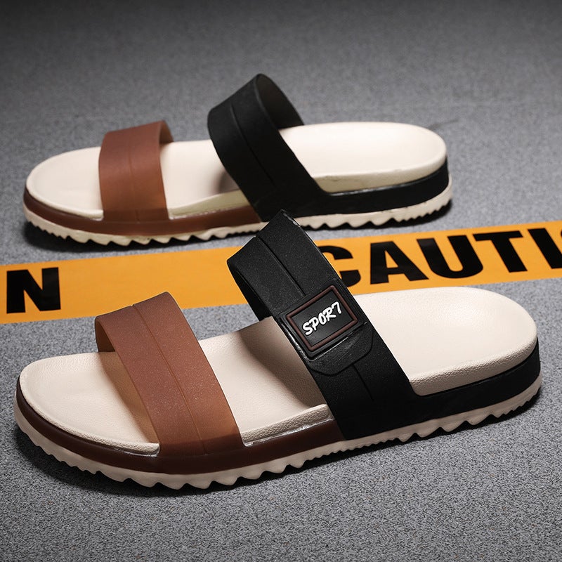 2024 Trendy Mens Slippers Breathable Non-Slip Beach Brown khaki