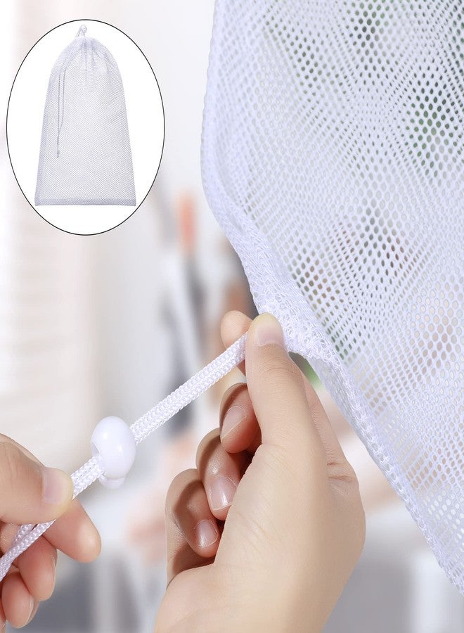 TecUnite 10 Pcs Mesh Bags Drawstring Laundry Bags Large Nylon Mesh Gift Dishwasher Bag with Sliding Drawstring for Kitchen Jewelry Gifts Wedding Favor Home(11.8 x 7.5 Inch,White) - Image 4