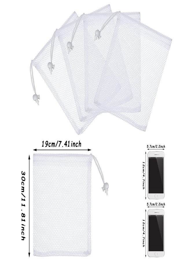 TecUnite 10 Pcs Mesh Bags Drawstring Laundry Bags Large Nylon Mesh Gift Dishwasher Bag with Sliding Drawstring for Kitchen Jewelry Gifts Wedding Favor Home(11.8 x 7.5 Inch,White) - Image 2