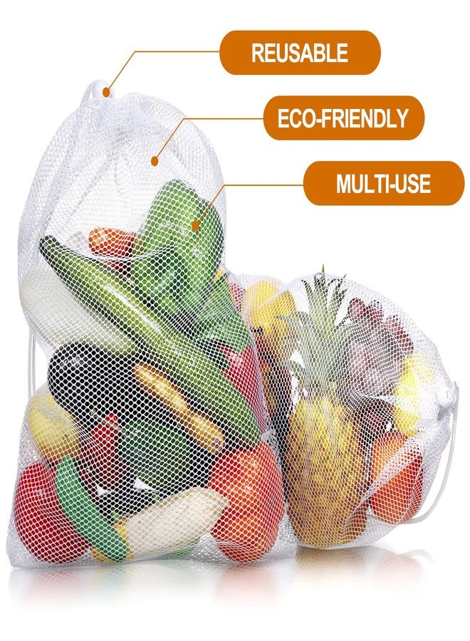 TecUnite 10 Pcs Mesh Bags Drawstring Laundry Bags Large Nylon Mesh Gift Dishwasher Bag with Sliding Drawstring for Kitchen Jewelry Gifts Wedding Favor Home(11.8 x 7.5 Inch,White) - Image 3