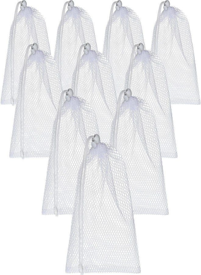 TecUnite 10 Pcs Mesh Bags Drawstring Laundry Bags Large Nylon Mesh Gift Dishwasher Bag with Sliding Drawstring for Kitchen Jewelry Gifts Wedding Favor Home(11.8 x 7.5 Inch,White) - Image 1
