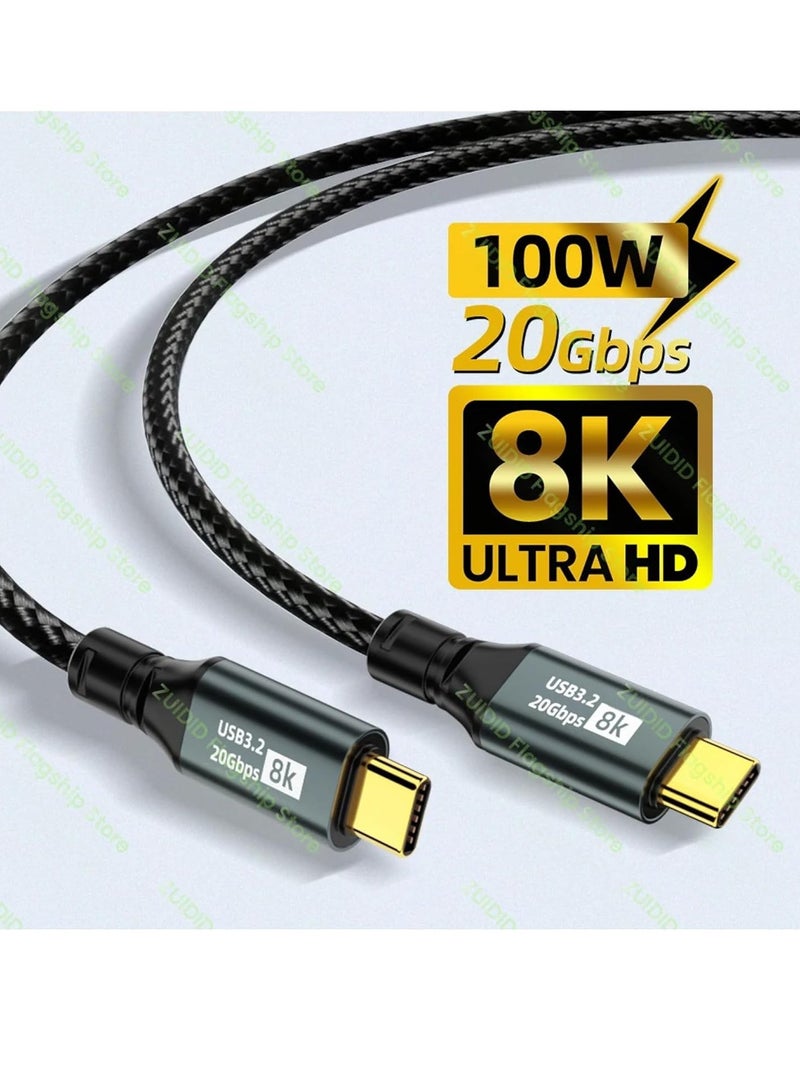 E-Marker USB-C to USB-C Cable | 20Gbps | 8K Video Output | 100W PD - Image 1