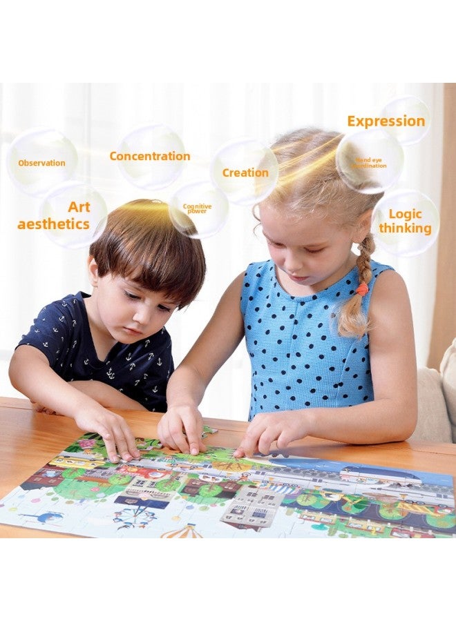 Pinwheel Large Flat Figure Puzzle Children's Educational Toy Gift Box Gift For Boys And Girls Aged 3-4-5-6-Color:【New】 Little Rabbit Tom Series -63 Pieces 【Beautiful Day】】 - Image 3