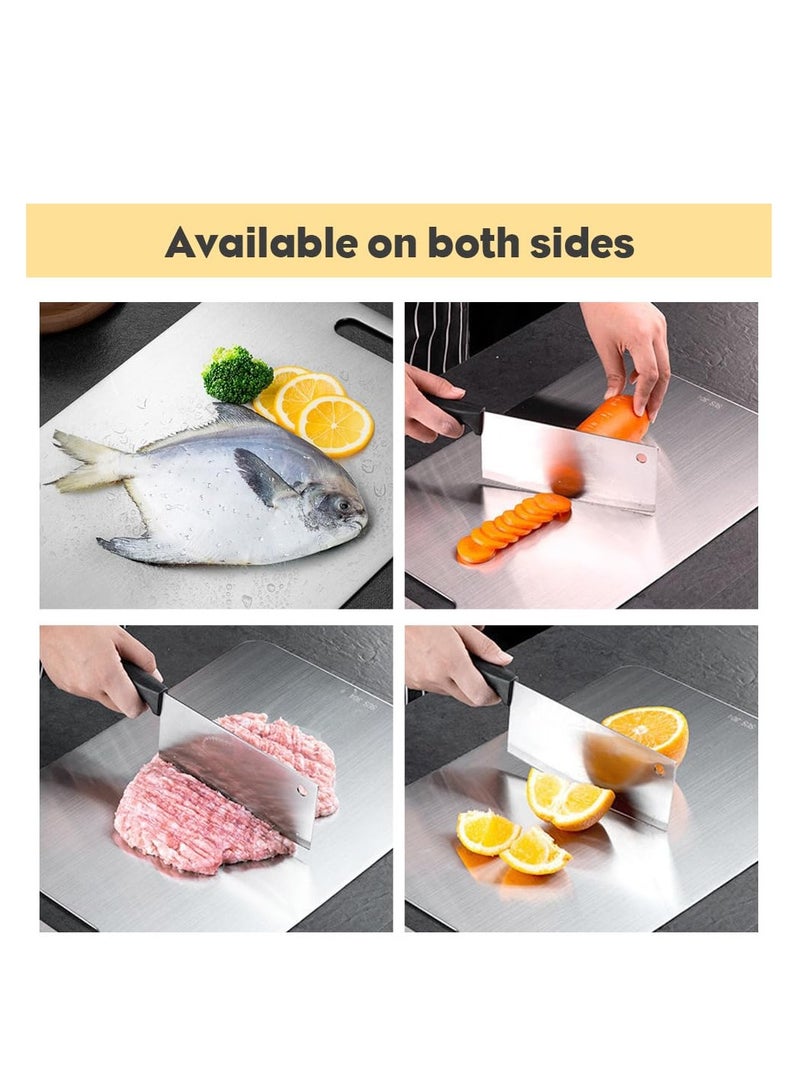XiuWoo 1 pcs Stainless steel Cutting Board, Stainless steel Cutting Boards for Kitchen, New Double Sided Food-Grade Board, Thick Cutting Board for Home Kitchen Cooking  - Image 5