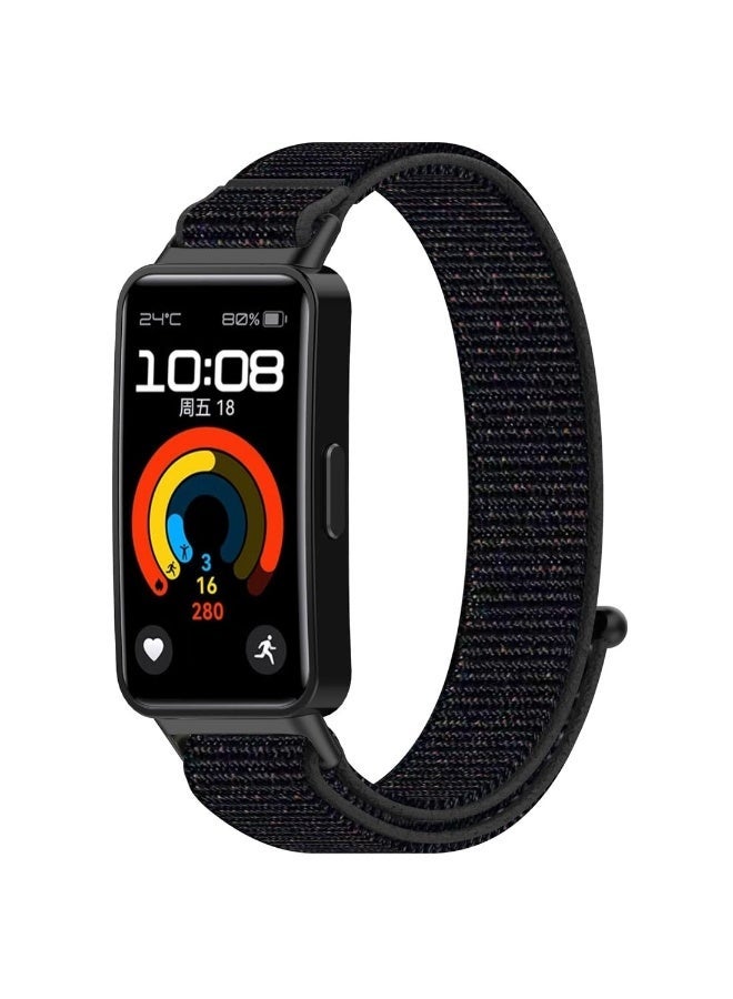 Nylon Strap Men and Women Breathable Elastic Bracelet, Adjustable Straps Replacement Band Sport Watchband For Huawei Band 8/9/10 Watch Band (Black) - Image 1