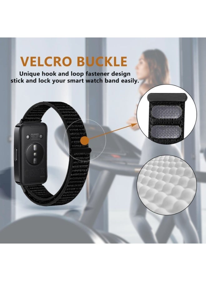 Nylon Strap Men and Women Breathable Elastic Bracelet, Adjustable Straps Replacement Band Sport Watchband For Huawei Band 8/9/10 Watch Band (Black) - Image 3