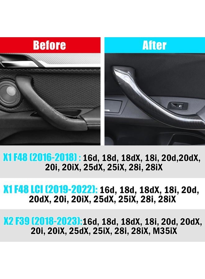 Jaronx Compatible with BMW X1/X2 Door Handle Cover, Carbon Fiber Pattern Door Handle Outer Cover Right Side Door Handle Outer Cover Replacement Compatible with BMW X1 F48 2015-2019, X2 F39 2017-2019 - Image 2