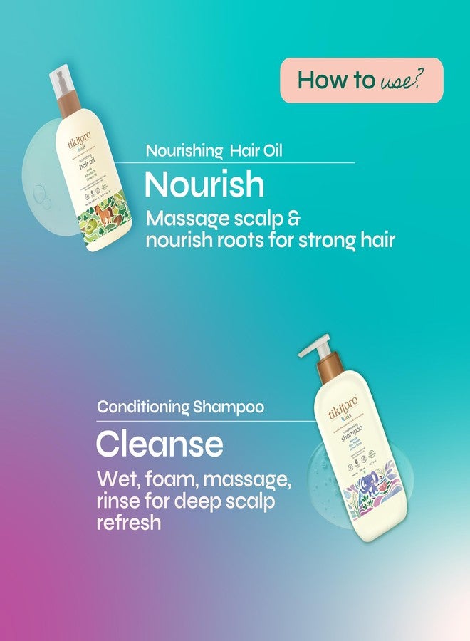 Tikitoro Kids Haircare Combo Nourishing Hair Oil & Conditioning Shampoo, 100% Vegan Promotes Hair Growth, Conditions Hair & Scalp, No Paraben & Sulphate (150 ml x 1 & 300 ml x 1) - Image 5